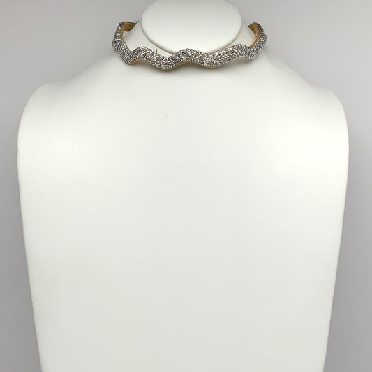 Wavy Rhinestone Bling Choker