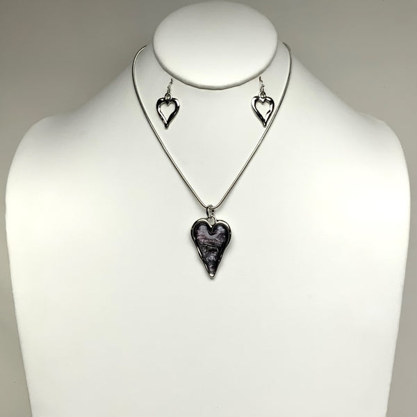 Heart Enamel Snake Chain Necklace Set