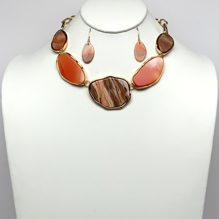 Lucite Color Mix Link Necklace Set