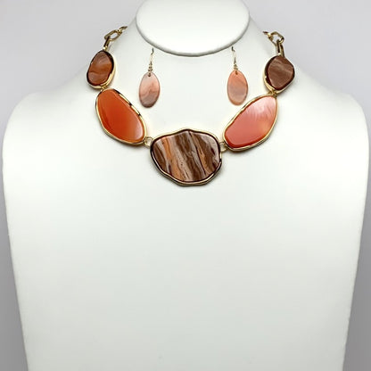 Lucite Color Mix Link Necklace Set