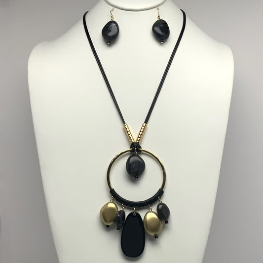 Circle Hanging Stones Necklace Set