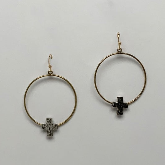 Circle Metal Cross Earrings