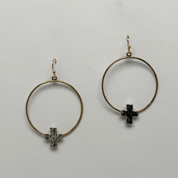 Circle Metal Cross Earrings