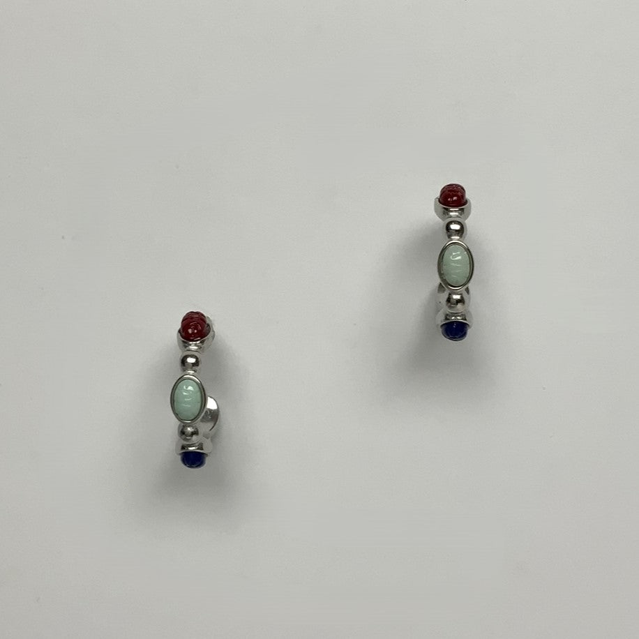 Friction Back Hoop Stone Earrings