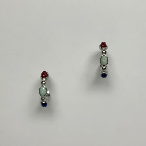 Friction Back Hoop Stone Earrings