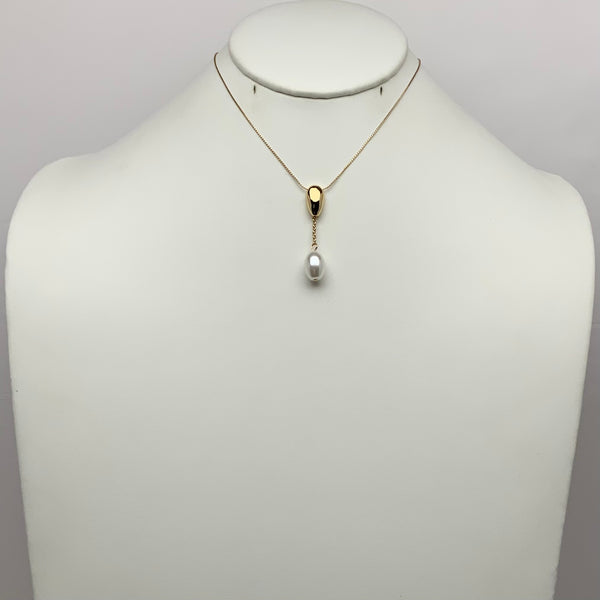 Elegant Metal Pearl Drop Necklace