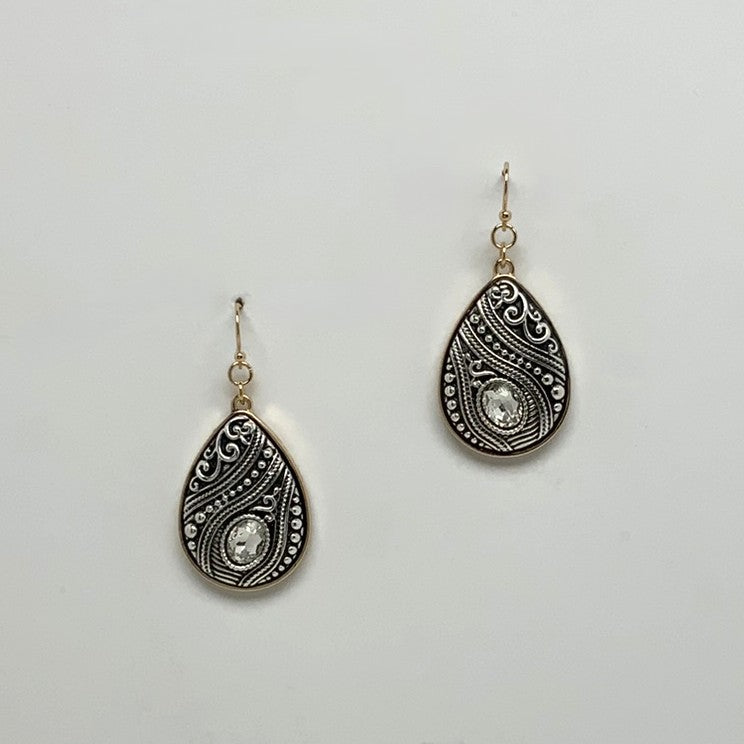 Western Style Crystal Teardrop Earrings