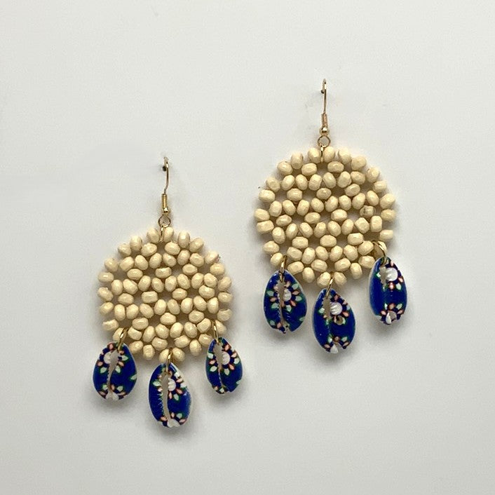 Beaded Cowrie Earrings