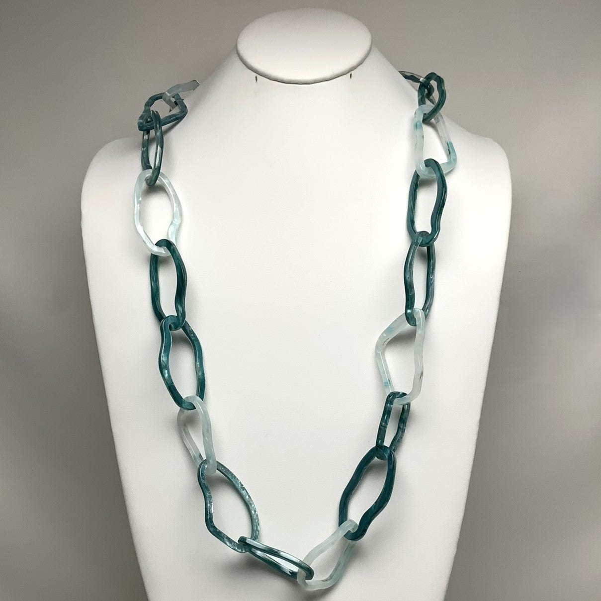Long Lucite Abstracted Chain Link Necklace