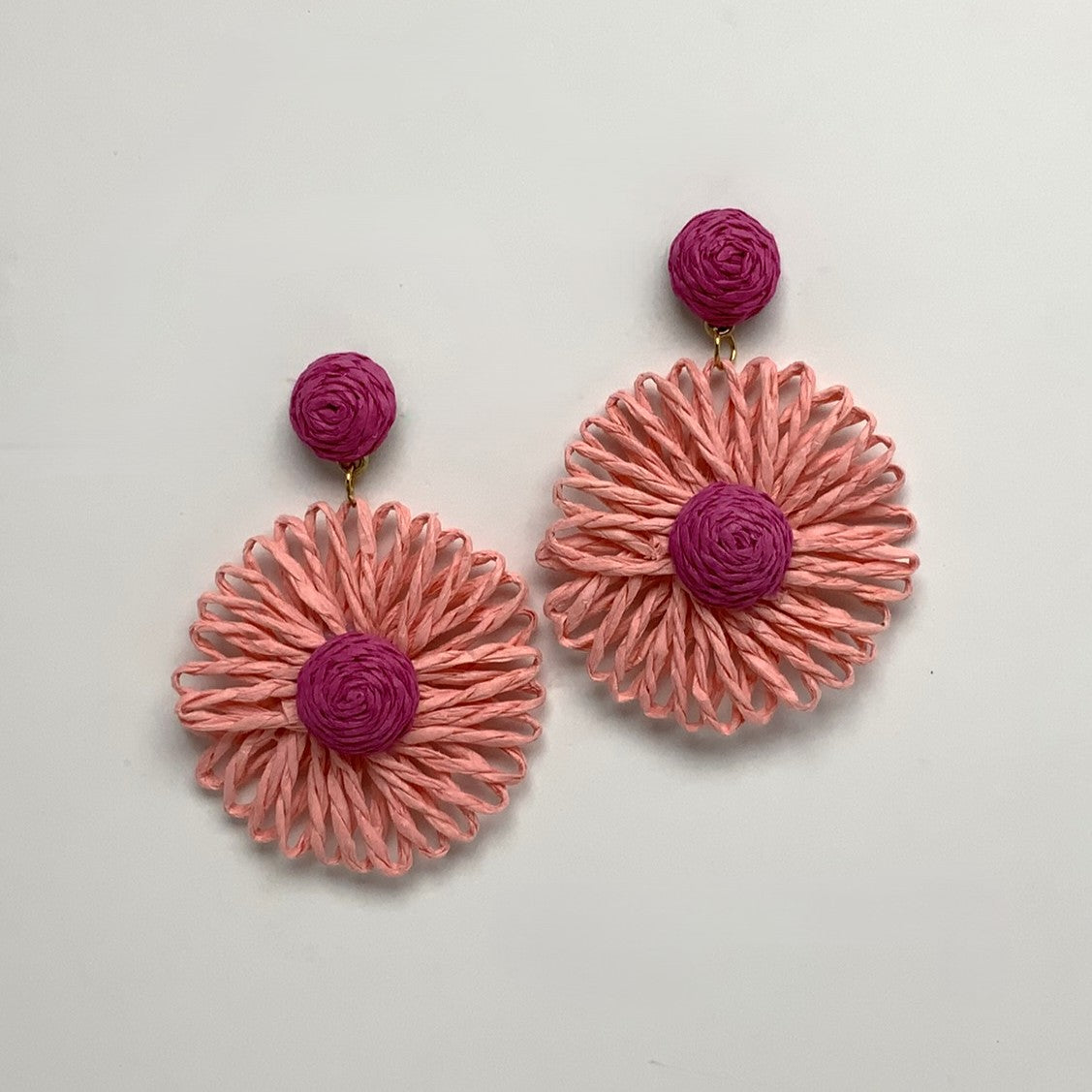Duo Color Flower Drop Earrings