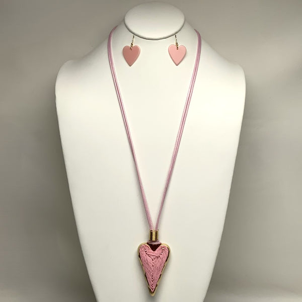 Heart Cord Necklace Set