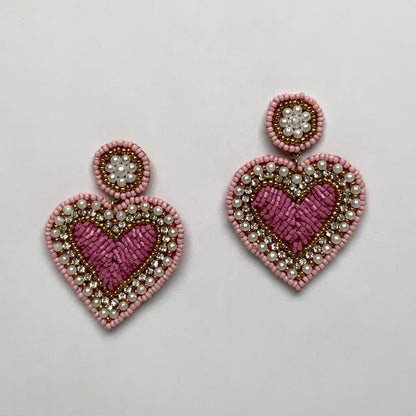 Beaded Heart Earrings