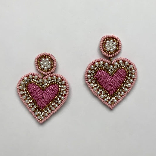 Beaded Heart Earrings