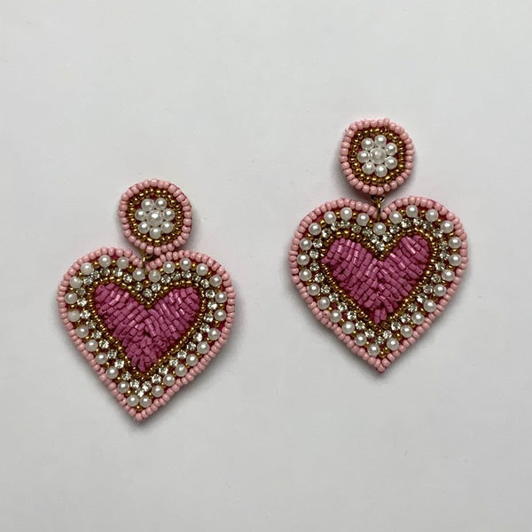 Beaded Heart Earrings