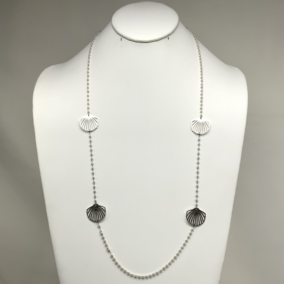 Seashell Pearl Drop Necklace