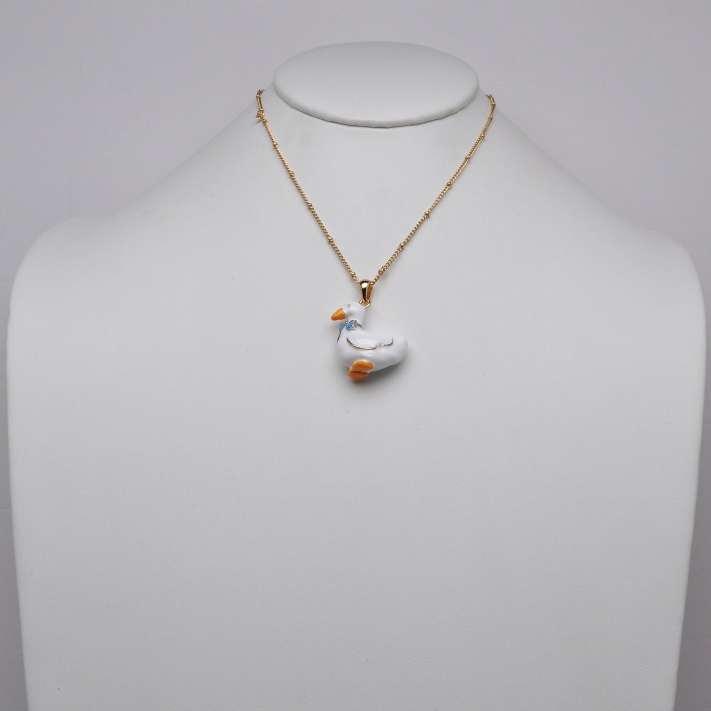Duck w/ Bow Pendant Necklace