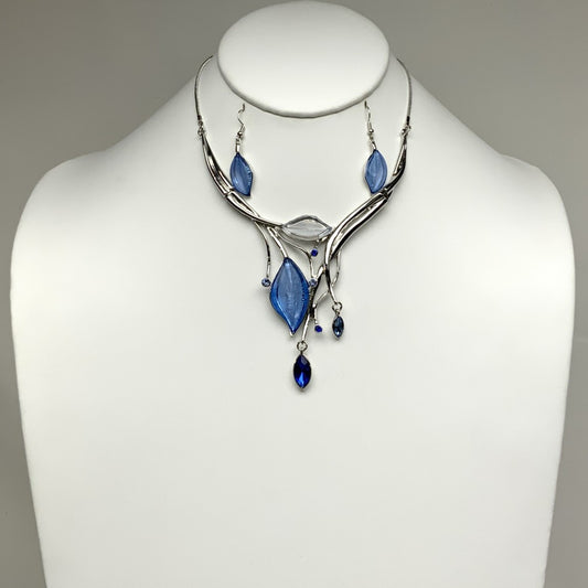 Lucite Crystal Leaf Drop Necklace