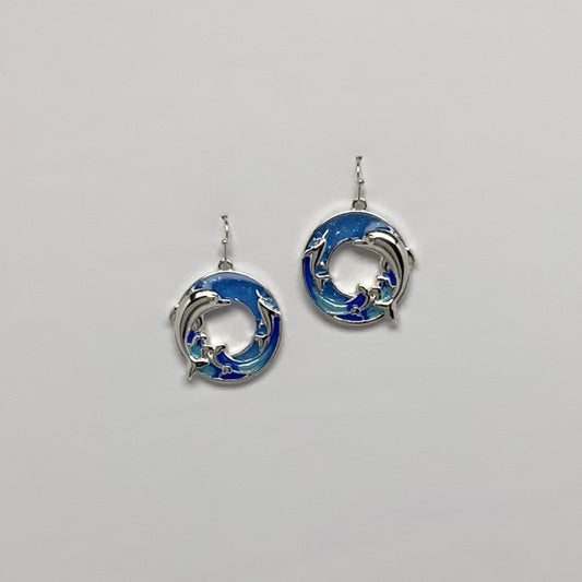 Dolphin Ring Drop Earrings