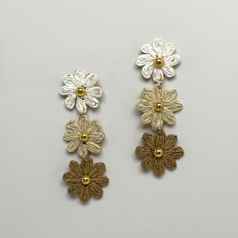 Three Twine Flower Drop Earrings
