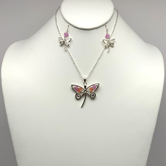 Beaded Dragonfly Necklace Set