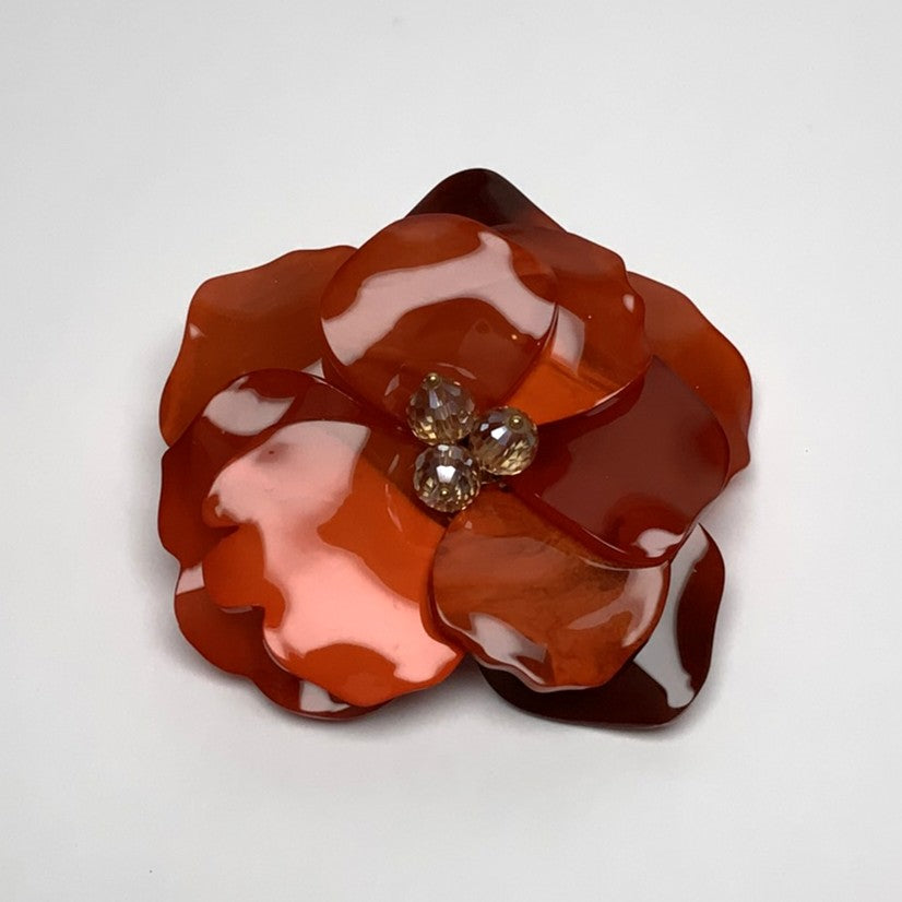 Layered Lucite Crystal Flower Pin