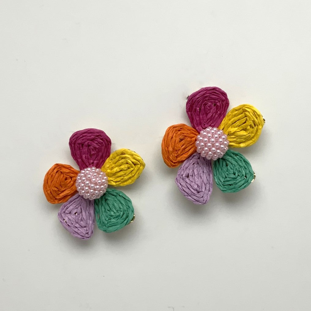 Wicker/Straw Flower Earring