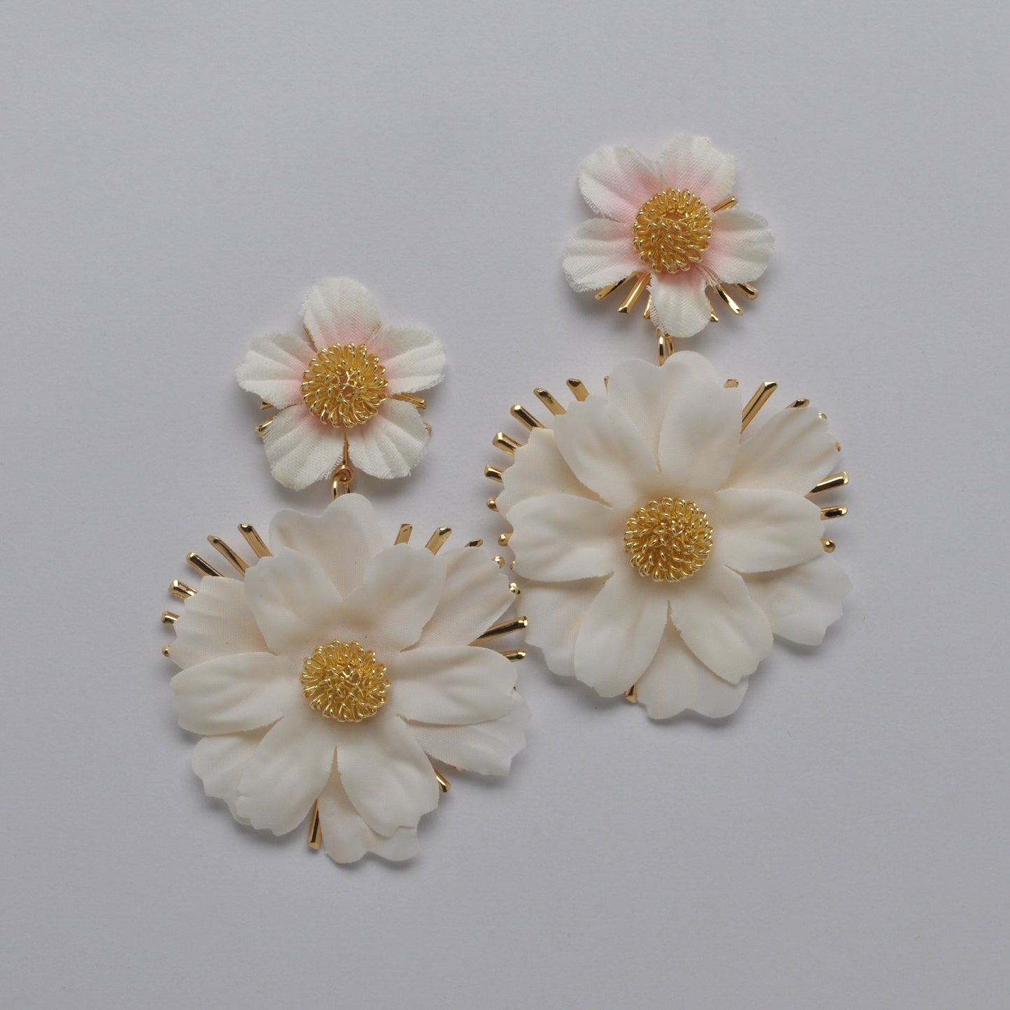 Fabric Metal Flower Earrings