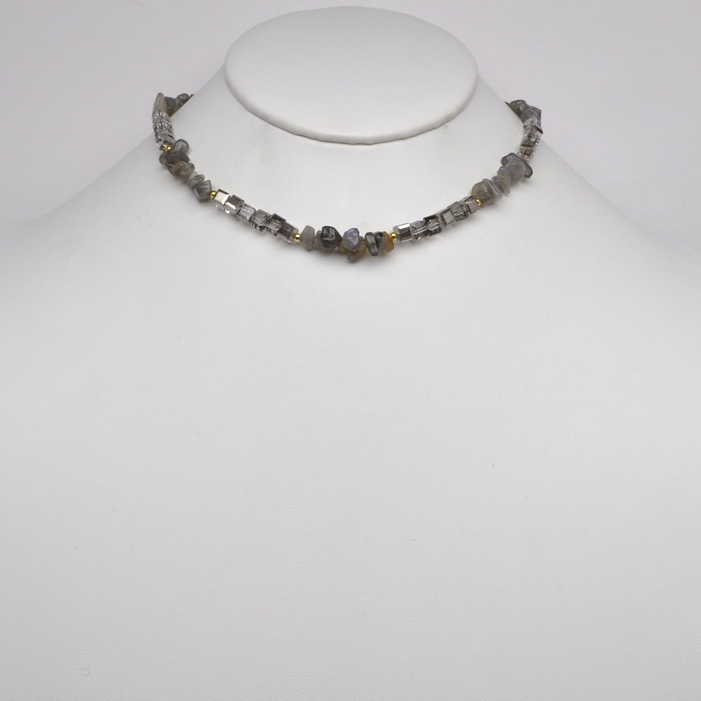 Crystal Cube Beaded Stone Necklace