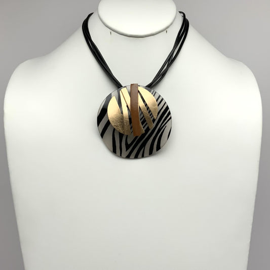 Zebra Print Circle Necklace