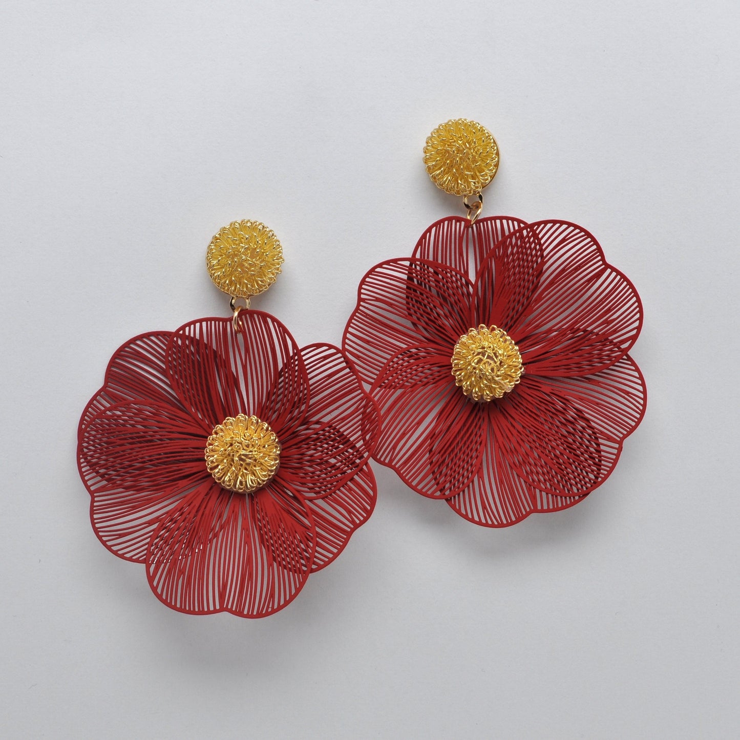 Metal Statement Flower Earrings