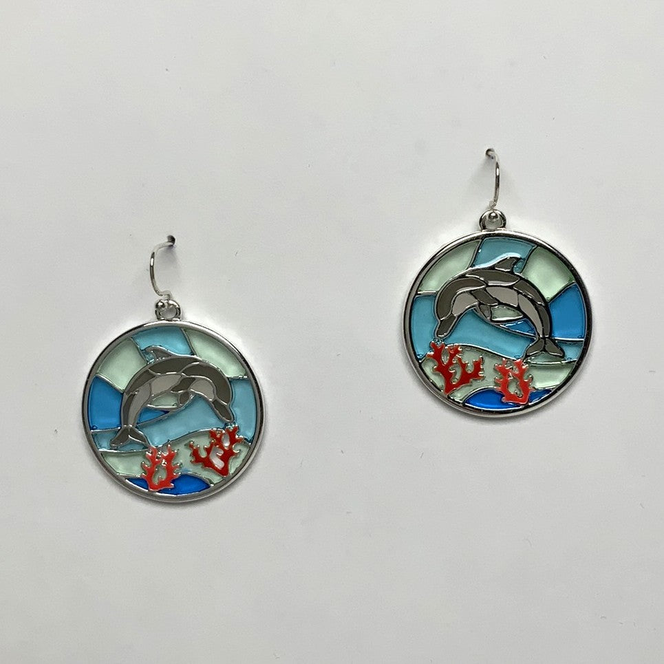 Dolphin Enamel Earrings