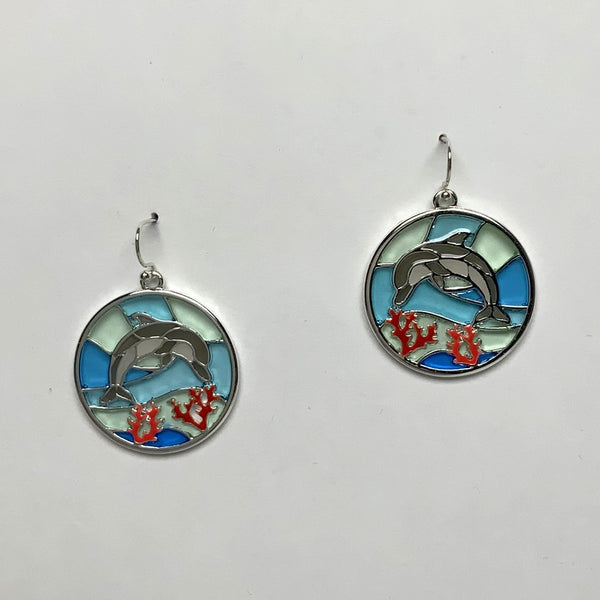 Dolphin Enamel Earrings