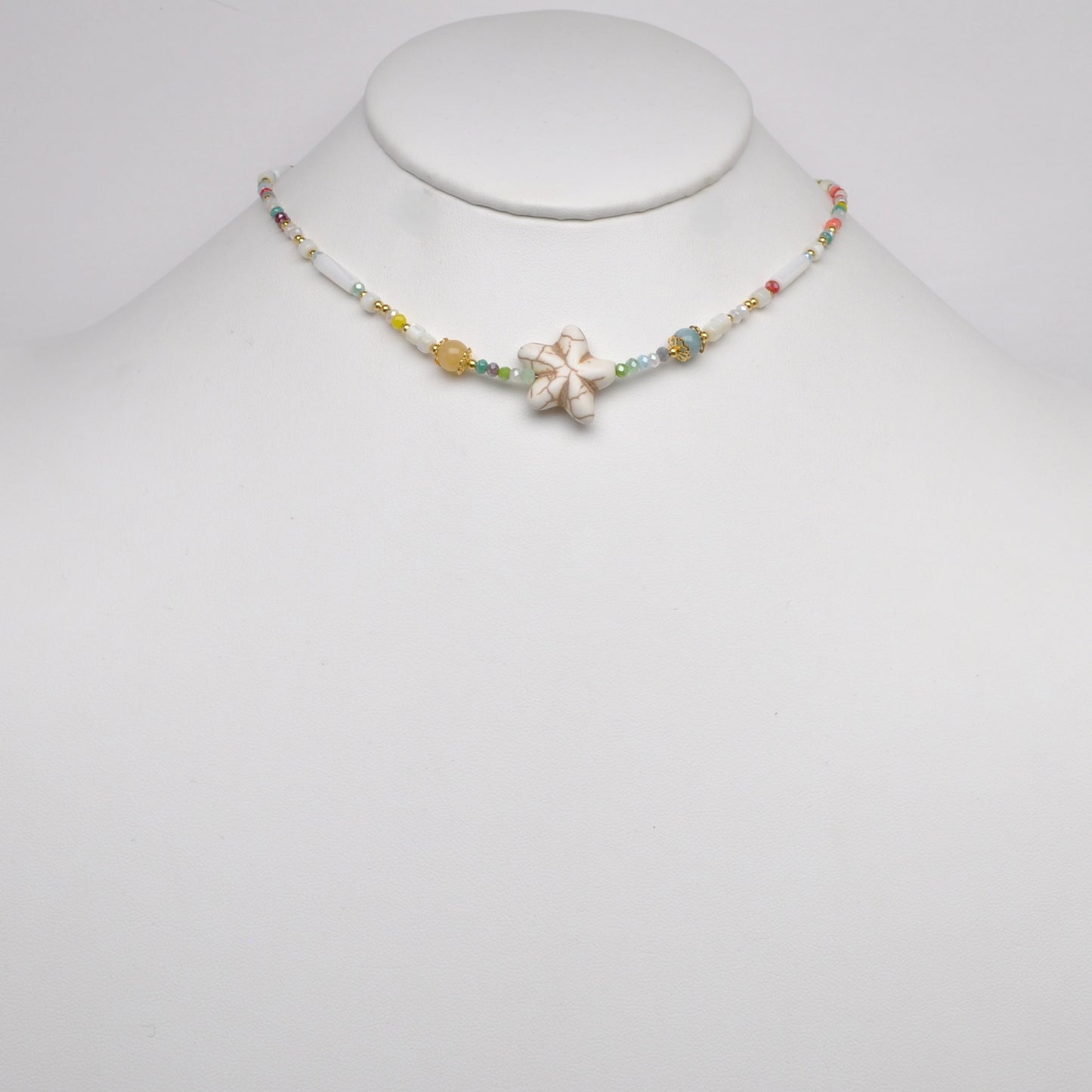 Crystal Bead Mix Starfish Necklace
