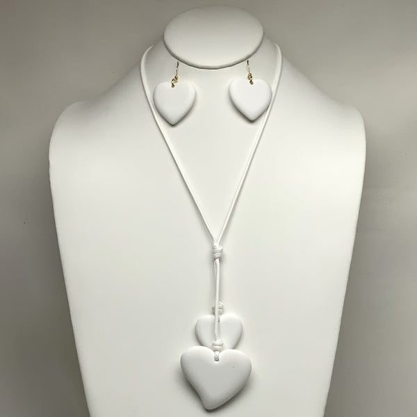Two Heart Cord Necklace Set