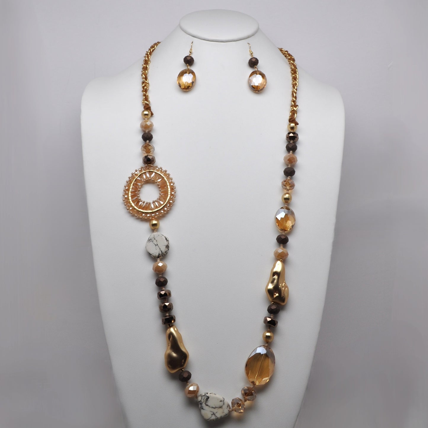 Asymmetrical Mixed-Media Statement Jewelry Set
