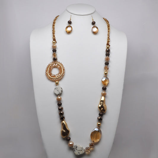 Asymmetrical Mixed-Media Statement Jewelry Set