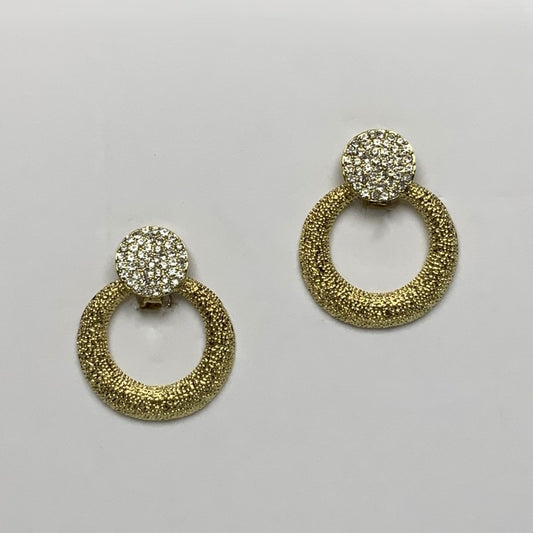 Hammered Crystal Clip On Earrings