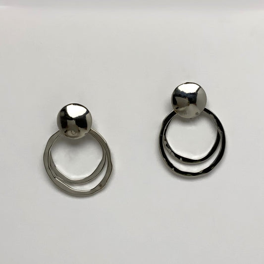 Double Circle Drop Clip on Earrings