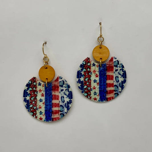 Fourth Of July Cork Material Earrings