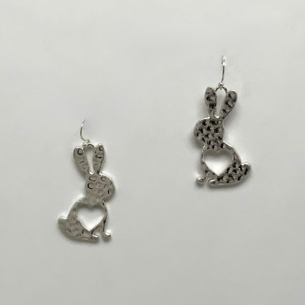 Textured Bunny Heart Earrings