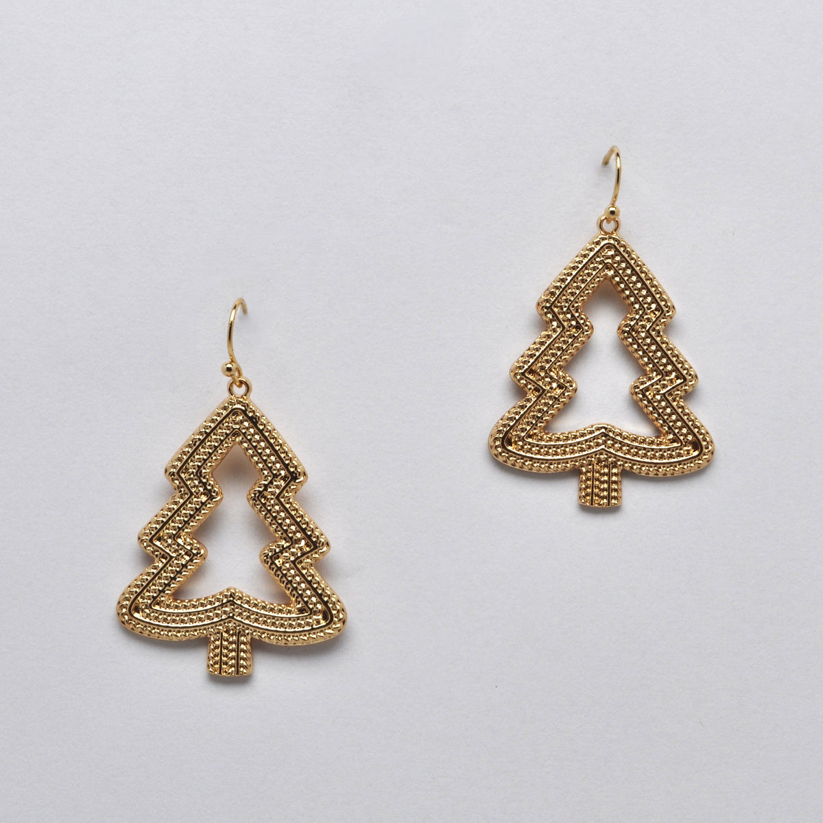 Open-Silhouette Christmas Tree Drop Earrings