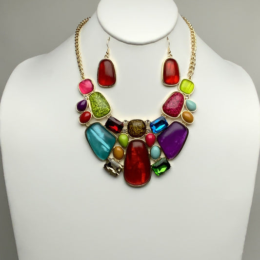 Lucite Crystal Necklace Set