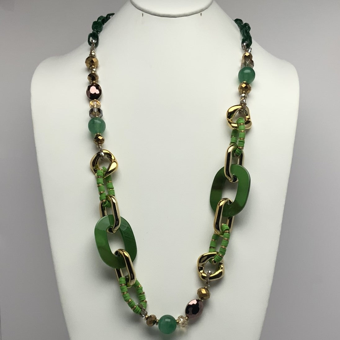 Beaded Lucite Linked Necklace