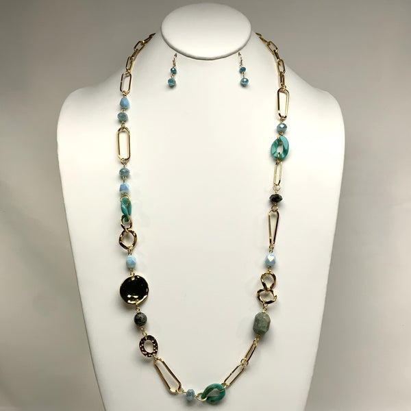 Funky Lucite Chain Necklace Set
