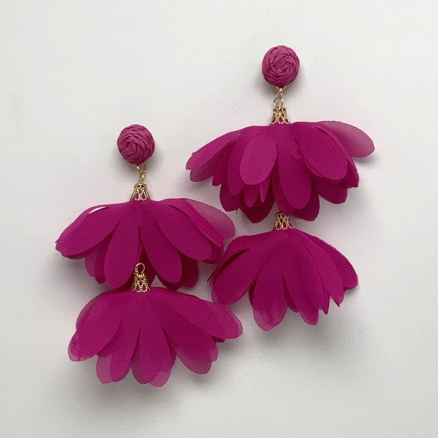 Flower Tulle Drop Earrings