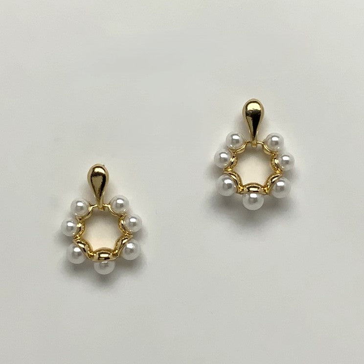 Pearl Drop Hoop Earrings