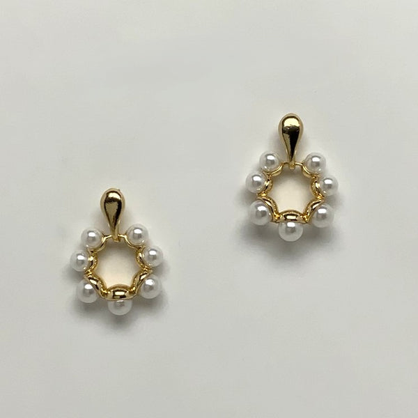 Pearl Drop Hoop Earrings