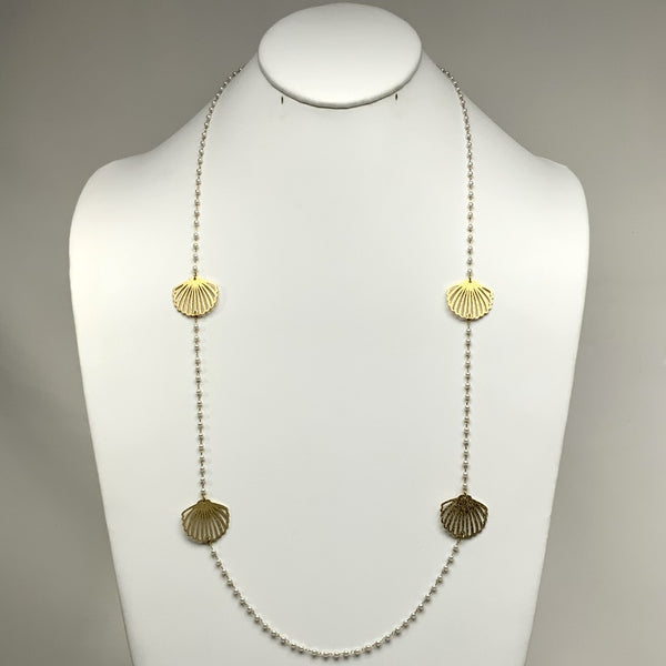 Seashell Pearl Drop Necklace