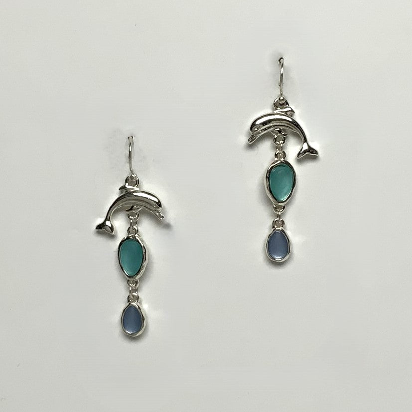 Dangly Dolphin Stone Like Earrings