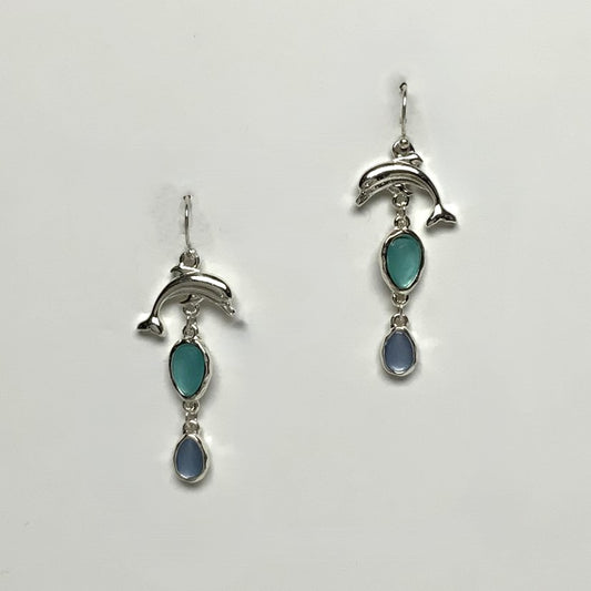 Dangly Dolphin Stone Like Earrings